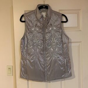 Chico’s Gray Embellished Vest sz 1